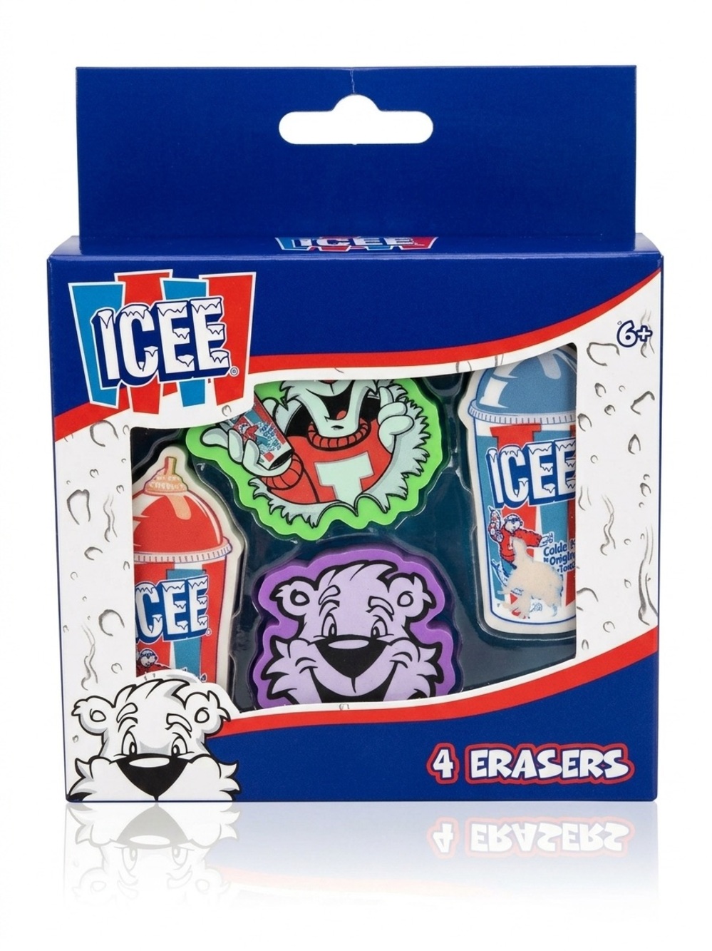 Icee Kids Eraser Set - Blue, Purple, Red, Green